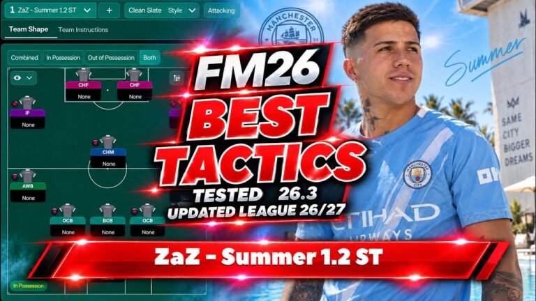 The Best Tactics FM26 Tested – ZaZ – Summer 1.2 ST –  Updated Leagues 26/27