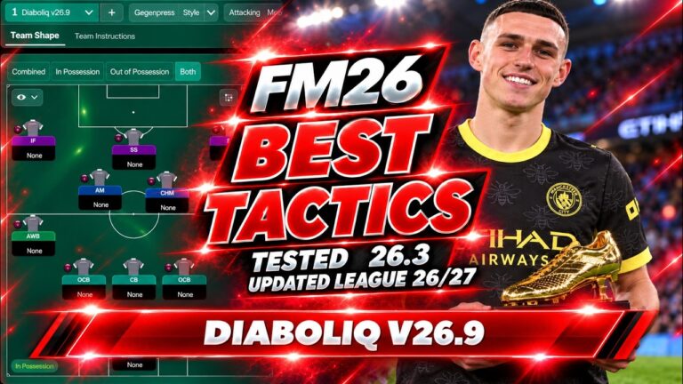 The Best Tactics FM26 Tested – DIABOLIQ V26.9 – Updated Leagues 26/27