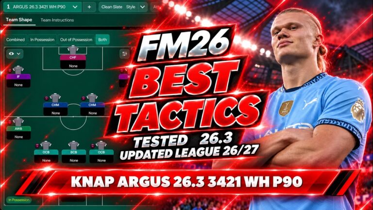 The Best Tactics FM26 Tested – KNAP ARGUS 26.3 3421 WH P90 (v26.3) Updated Leagues 26/27