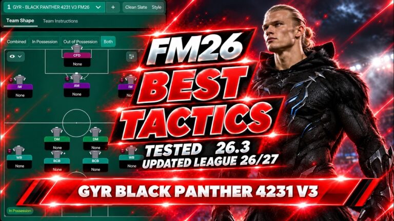 The Best Tactics FM26 Tested – GYR BLACK PANTHER V3 (v26.3) Updated Leagues 26/27